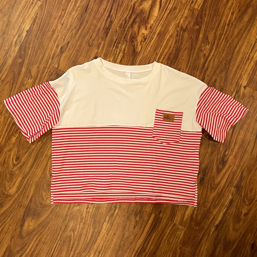 New Red / White Striped Shirt - Size Large